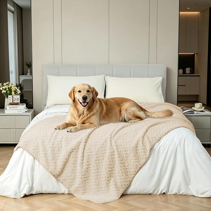 Ameritex Waterproof Dog Blanket Reversible, Leakproof Pet Blanket for Large Dogs, Soft Furniture Sofa Couch Cover Protector Washable, Fleece Cat Throw Bed, Reversible Washable Soft Plush