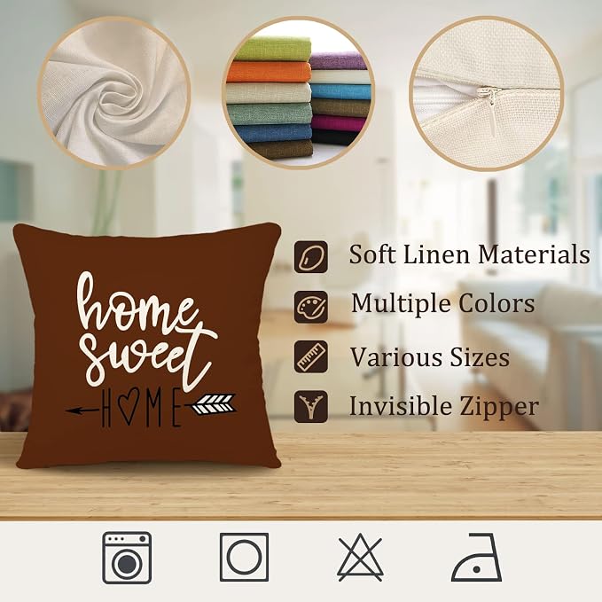 YCOLL Pillow Covers 16x16 Set of 4, Modern Sofa Throw Pillow Cover, Decorative Outdoor Linen Fabric Pillow Case for Couch Bed Car, Coffee