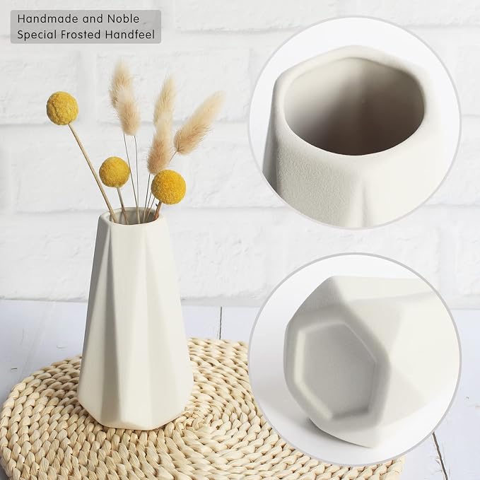 YANLING Modern White Vase for Flowers 6 Pack, Ceramic Vases for Pampas | Grass Small 6 Inch Boho Vases for Home Decor, Minimalism Style for Modern Table Shelf