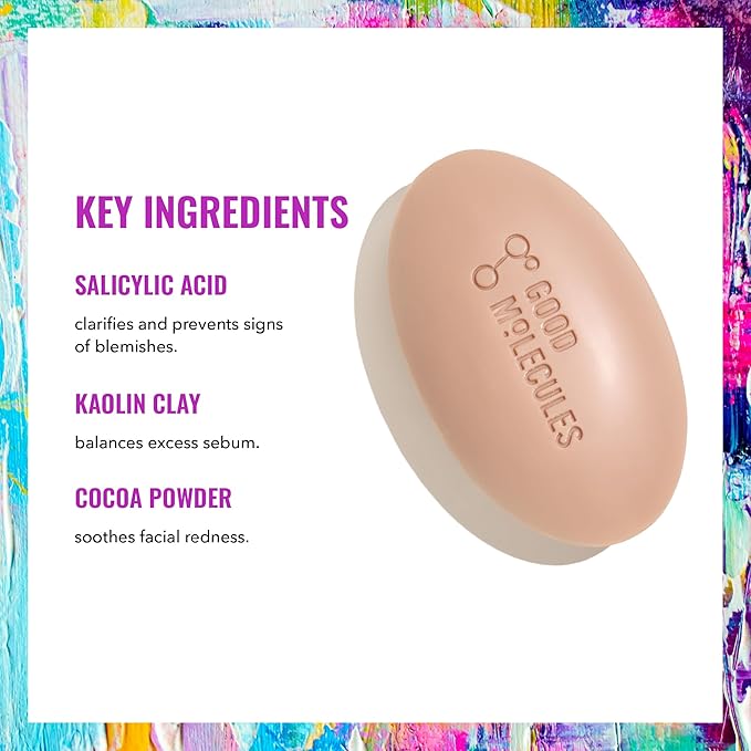 Good Molecules Clarify and Cleanse Bar - Soap Free Bar with Salicylic Acid, BHA for Skin Tone Balancing and Cleansing - Body and Facial Cleanser, Skin Care for Face (Pack of 2)