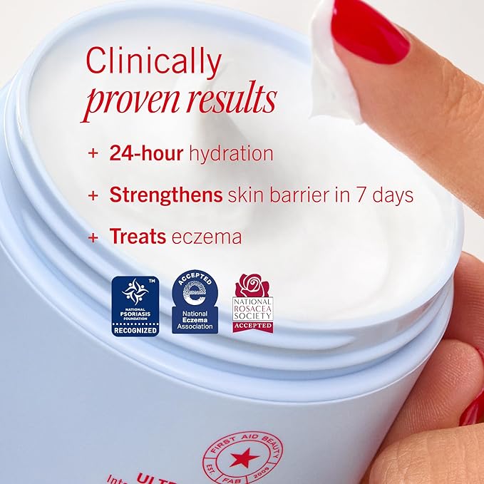 First Aid Beauty - Ultra Repair Cream - Intense Hydration Face & Body Moisturizer - Whipped Colloidal Oatmeal Clinically Proven to Strengthen Skin Barrier in 7 Days - Helps Relieve Eczema, 8 oz