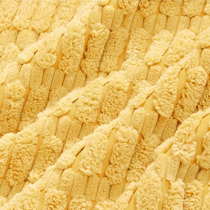 Fancy Homi Decorative Throw Pillow Covers for Bed Couch Bedroom Bench, Soft Corduroy Solid Pillow Case, Rustic Farmhouse Boho Room Decor,22" x 22" (Pack of 1),Yellow