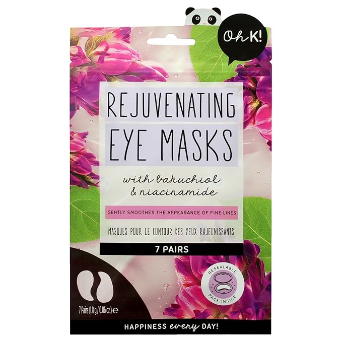 Oh K! Eye Mask - Rejuvenating - Hydrating Under Eye Patches - Depuffing Undereye Patches with Niacinamide - Hydrogel Mask for Dark Circles - 7 Pairs (Pack of 2)