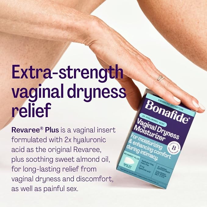 Revaree Plus by Bonafide. Vaginal Moisturizer with 10mg Hyaluronic Acid & Soothing Sweet Almond Oil. — 3-Month Supply (30 Inserts)