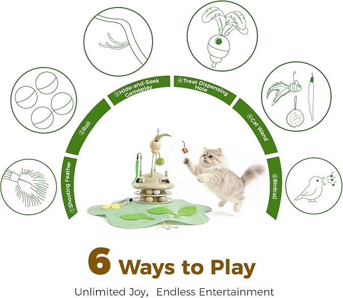 Cat Toys Rechargeable, 6-in-1 Automatic Interactive cat Toy