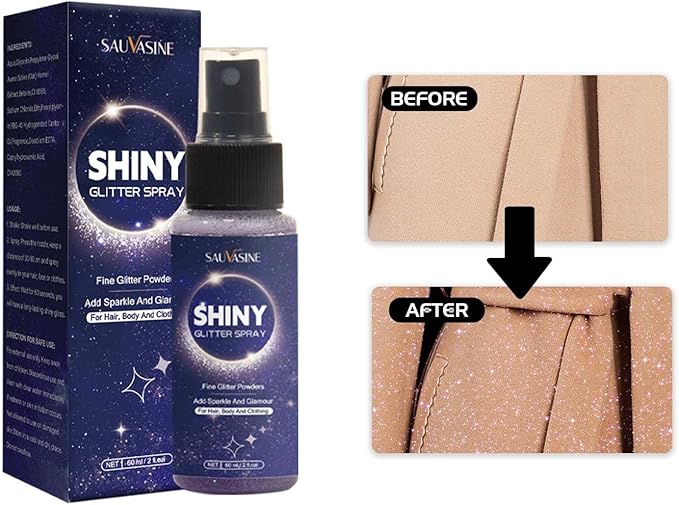 Glitter Spray for Hair, Body & Clothes – Shiny Purple Body Glitter Spray, Long-Lasting & Quick-Drying Sparkle Spray for Festival, Halloween, Makeup & Prom | 60ml Portable