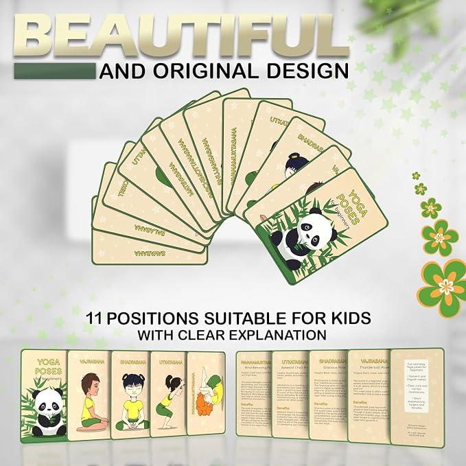 Kids Yoga Mat Set - Comfortable Dinosaur Kid Yoga Mat Boy with 12 Yoga Cards, Storage Bag, Beige Play Mat Thick for Gymnastics Mat, Exercise Mat, No-Toxic and Non-Slip for Ages 3-12