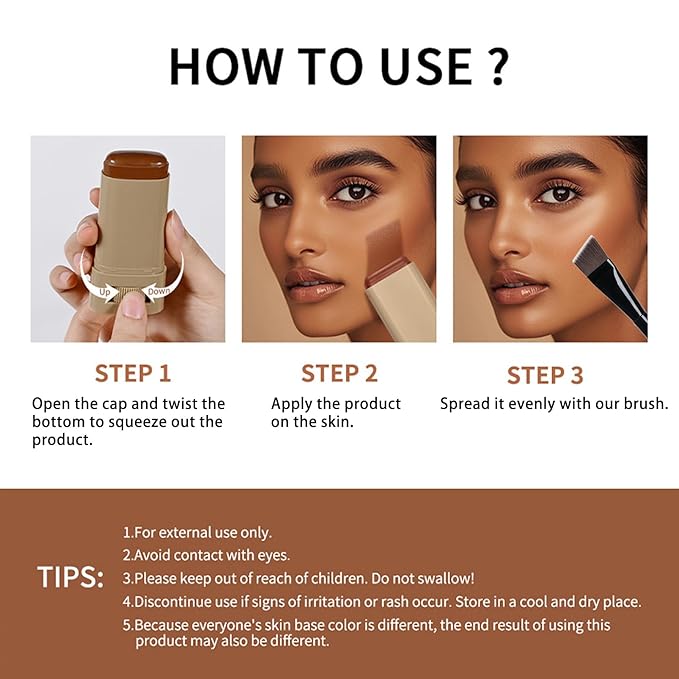 Beauty Balm Serum Boosted Skin Tint with Brush– Lightweight Essence Tinted Foundation Stick for Flawless Sheer to Full Coverage, Natural & Breathable Contour Stick for Face Makeup (#02)
