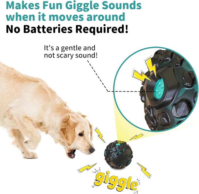 Dog Giggle Balls for Aggressive Chewers Interactive Dog Toy Ball | Fun Squeaky Sound to Keep Them Busy, Durable Rubber Chew Toys, for Small Medium Large Dogs, Indoor & Outdoor, Blue