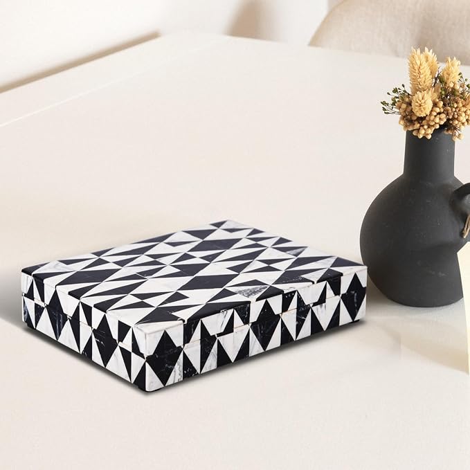 Handicrafts Home Decorative Box 8x6 – Photo Storage Box, Jewelry Organizer, Modern Decorative Storage Box with Lid, Bohemian Table Décor, Vintage Keepsake Box for Shelf or Coffee Table Décor