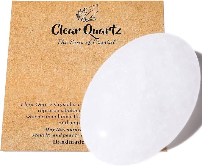 MAIBAOTA 2.4" Large Clear Quartz Crystal Stone Polished Palm Stone Healing Crystals 0.7" Thick Natural Reiki Gemstone Worry Stone Energy Balancing Anxiety Stress Relief Meditation 1 Pc