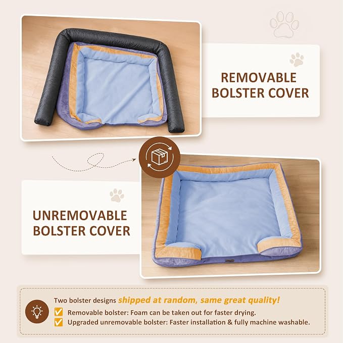 Comfort Expression Orthopedic Dog Beds for Large Sized Dog with Bolster | Waterproof Dog Couch Bed with Washable Cover & Non-Slip Bottom, Supportive Egg Crate Foam Large Pet Bed, 36x27 Inch