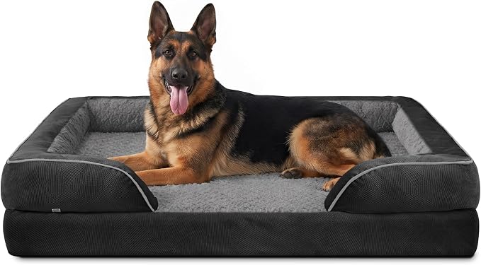 Orthopedic Dog Bed for Extra Large Dogs, XXL Egg-Crate Foam Dog Couch with Washable Removable Cover, Waterproof Lining and Nonskid Bottom
