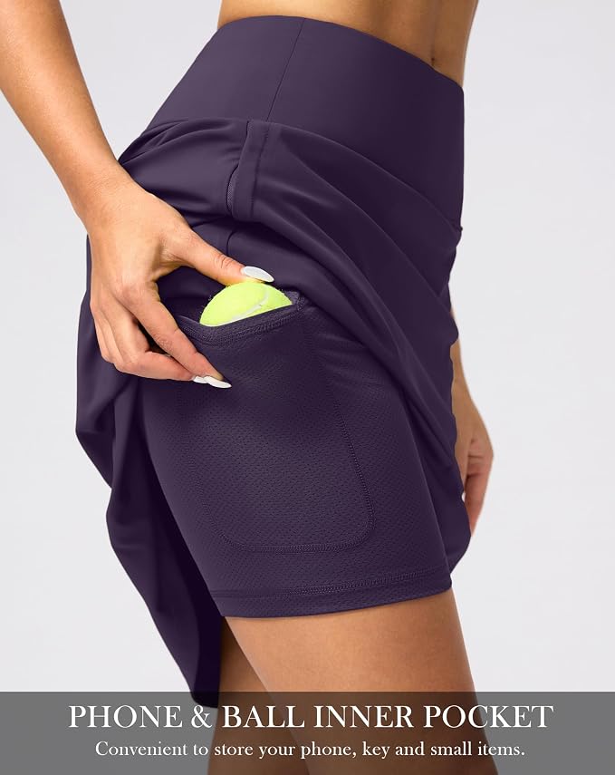 G Gradual 20" Skorts with Pockets Knee Length Golf Skirt | Built in Soft Shorts, High Waisted, Tummy Control, Breathable, Long Skorts for Athletic, Tennis, Dressy, Casual, Summer