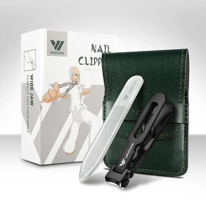 Nail Clippers for Thick Nails, 16mm Wide Jaw Opening Oversized Toenail Clippers Cutter with Sharp Curved Blade and Nail File, Heavy Duty Stainless Steel Fingernail Clippers for Seniors Elderly