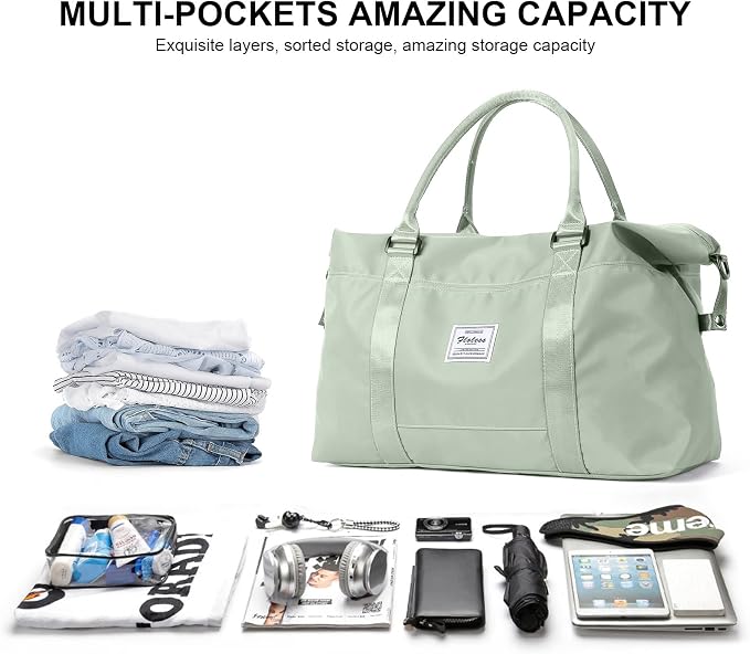 Travel Duffel Bag, Carry On Overnight Weekender Bags for Women | Travel Bag with Wet Pocket & Trolley Sleeve, For Spirit Airlines 18x14x8 Personal Item Bag