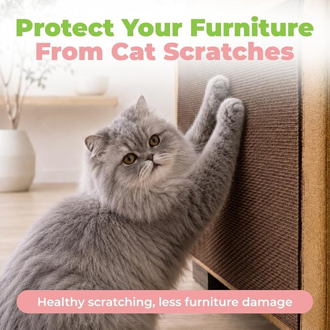 Catify Peel & Stick Cat Scratching Mat - Brown, L:39" | 39" x 15", Self-Adhesive Scratch Carpet, Furniture Protector for Couch, Sofa, Wall & Door, Indoor Kittens & Cats