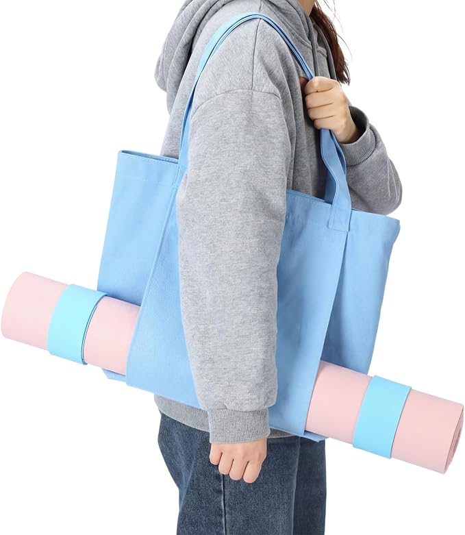Halloscume Yoga Bag Set for Women Including Yoga Mat Tote Bag, Booty Resistance Bands, Non Slip Sports Socks Silicone Ties for Pilates Travel Workout Office Home Gym