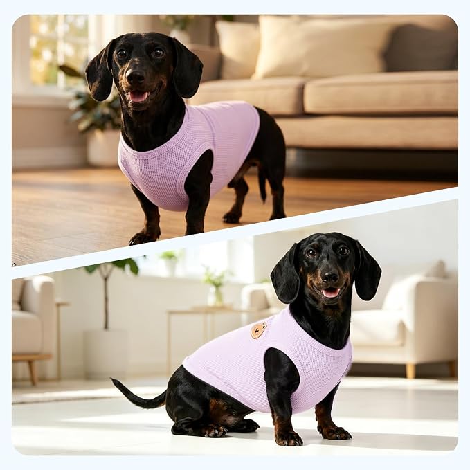 Dog Clothes for Small Dogs, Pet T-Shirt for Boys and Girls | Waffle Knit Dog Tank Top,Comfortable for Summer&Winter,Perfect for Dachshund(3PCS,Small)