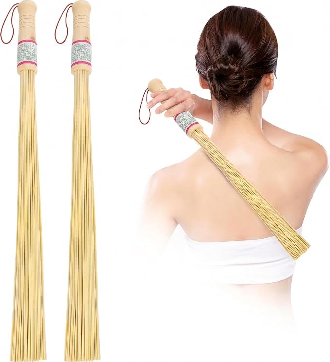 FOMIYES 2Pcs Bamboo Massage Sticks for Back, Neck, Shoulder, and Legs - Ergonomic Design, Lightweight, Portable Self Massage Tools