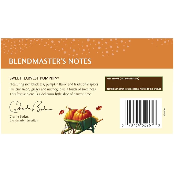 Celestial Seasonings Tea Bags Sweet Harvest Pumpkin Black Tea 18 Count