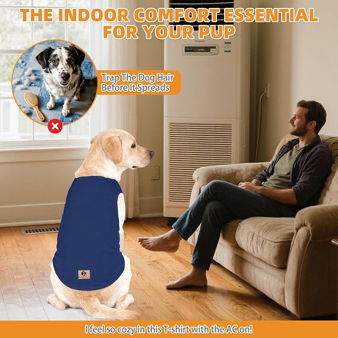 Boy Dog Clothes for Large Dogs, 2 Pack Cotton Summer Dog UV & Insect Protection T Shirts for Outdoor Hiking Camping, Anti-Hair Loss & Lightweight Pet Vest Tank Tops Apparel, Blue&Grey, XXXL