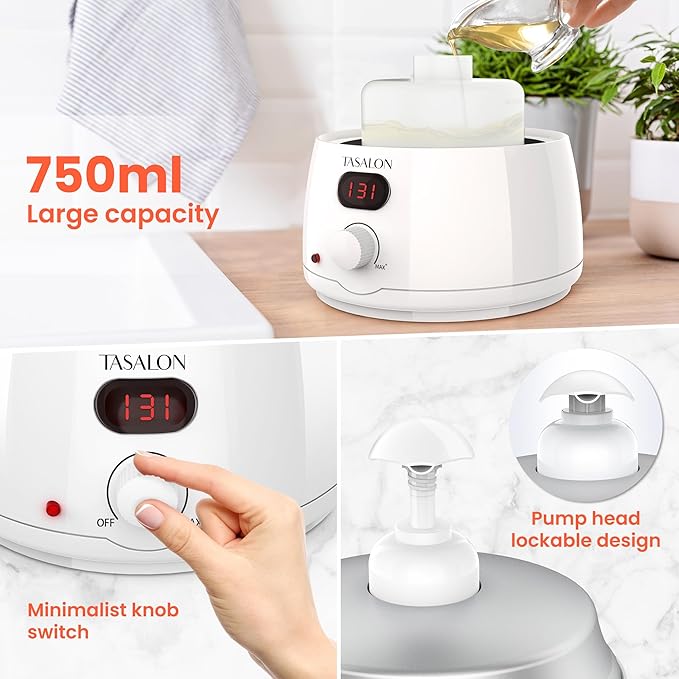 TASALON Professional Massage Oil Warmer with 2 Lockble Pump, 750ml Digital Massage Oil Heater, Electric Lotion Warmer Dispenser, Automatic Heated Lotion Dispenser for SPA, Salon, Barber, Home Use