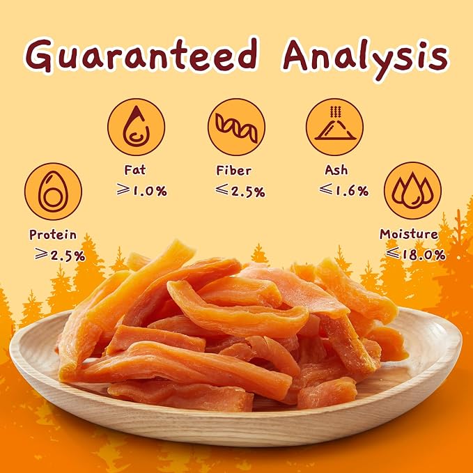 Jungle Calling Sweet Potato Dog Treats, Single-Ingredient Healthy Soft Chew | 100% Sweet Potato, Grain-Free, High Fiber Low Fat Chews for Weight Management, Ideal for Training & Daily Rewards, 10.6 Oz