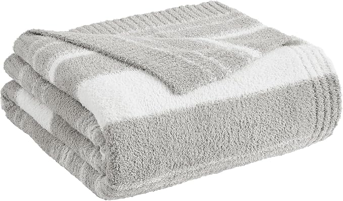 Soft Throw Blanket for Couch-Cozy Reversible Knitted Blankets | Lightweight Warm Fluffy Decor for Women, Mom, Her & Girls, Sofa, Chair, Bed, 50x70in,Grey Stripe