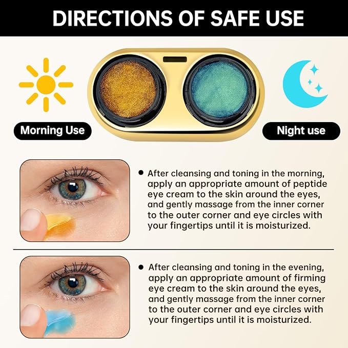 AOAO Dual Eye Cream with Niacinamide for Puffy Eyes and Dark Circles, Luxe Day & Night Firming Eye Cream for Wrinkles Age-Defying, Valentine‘s Revival & Birthday Under Eye Cream Gift for Women, 0.5oz