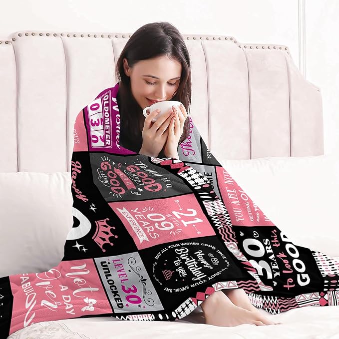 30th Birthday Gifts for Women, Happy 30th Birthday Blanket 50" x 60" | 30 Year Old Birthday Gifts for Women, Daughter, Friend, 1996 30th Birthday Decorations for Her