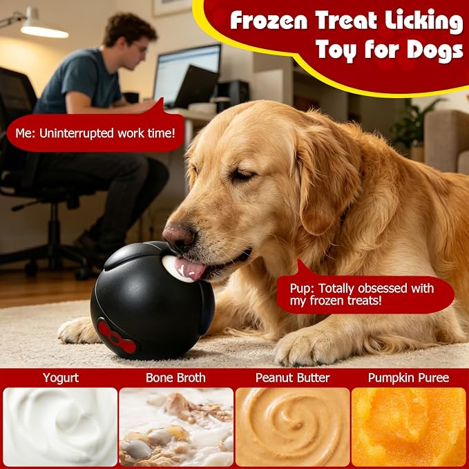 Yipetor Wobbly Dog Chew Toy, Frozen Treat Lick Ball for Medium Large Dogs