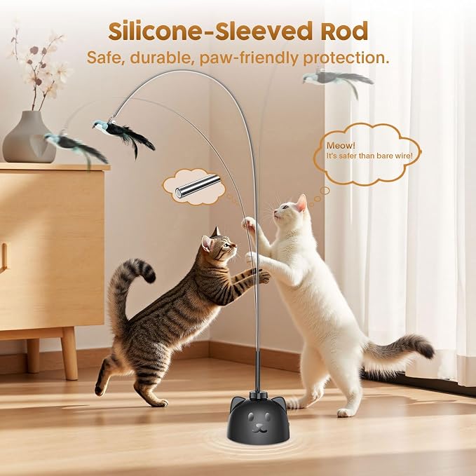 Interactive Cat Toys for Indoor Cats, 360° Automatic Spin Flying Bird Wand