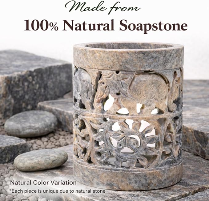 Marble Soapstone Candle Tea Light Holder | Aroma Burner, Oil Diffuser, Wax Burner, Home Decor