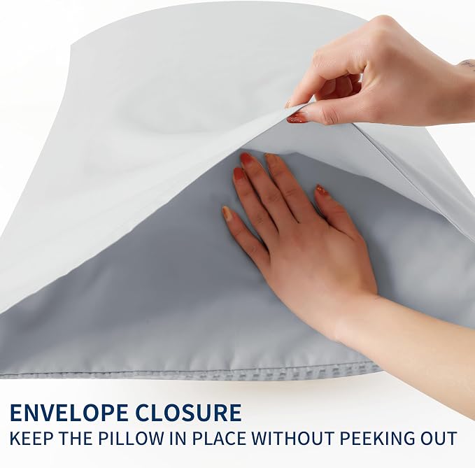 100% Egyptian Cotton Waffle Weave Pillowcases Standard Size 2 Pack | Ultra Soft Pillow Shams with Envelope Closure, Breathable Skin-Friendly Decorative Bed Pillow Case, Gray, 20"x26"