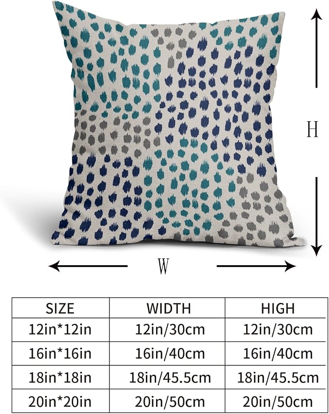 Navy Blue Teal Pillow Covers 18x18 Set of 2 Boho Design Polka Dot Throw Pillows Modern Art Trendy Print Decorative Outdoor Pillowcase Square Cushion Cover Linen Pillow Case for Home Sofa Couch Bed