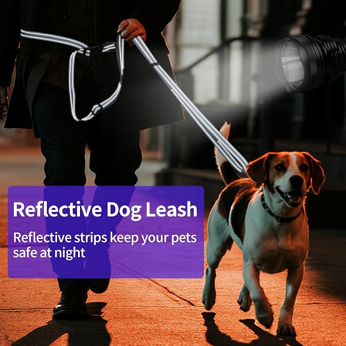 Kazazoo Hands-Free Dog Leash Adjustable Length 5-8 Ft, Waist for Dog Walking, Running for Small &Medium Dogs with Reflective Strips, Ballistic Nylon, Waist Belt, Grey