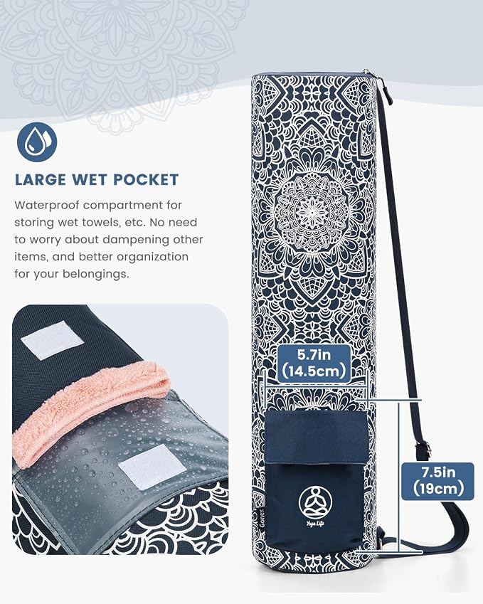Gonex Yoga Mat Bag, Yoga Mat Carrier Full-Zip Exercise Yoga Mat Carry Bag for Women Men with 2 Multi-Functional Storage Cargo Pockets Extra Wide Adjustable Shoulder Strap