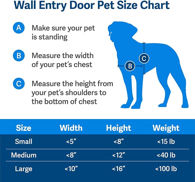 PetSafe Wall Entry Pet Door, Telescoping, Dogs up to 100 lb, Large | Insulates Better Than Metal, Interior & Exterior Install, Weatherproof Double-Flap, DIY Telescoping Tunnel 4.75-7.25 in Walls