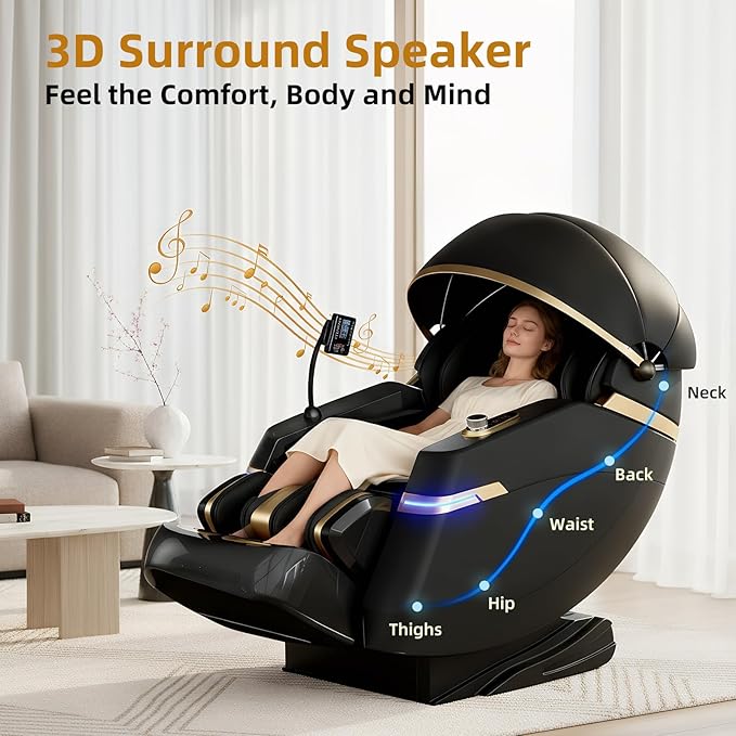 SOMANOVA New 4D Smart Massage Chair - Zero Gravity S-L Full Body Massage Sofa/Recliner - Smart Body Scanning - Directional Massage, Foot Roller, Calf Stretching, Airbag, Home Theater Sofa