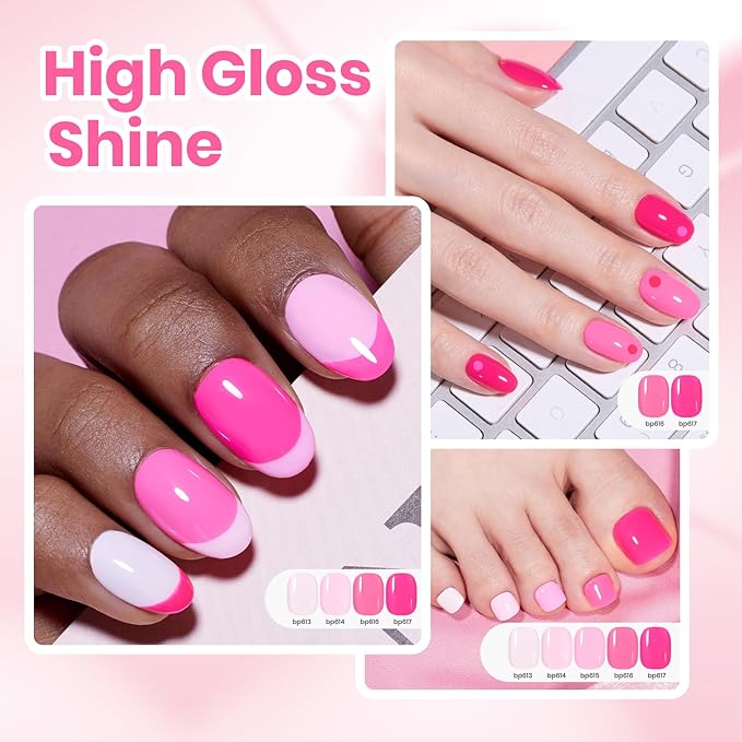 Beetles Pink Nail Polish Set - Love in Echo 6 Colors Quick Dry Spring Nail Polish Set 7.5ml/0.25 Fl Oz, Salon Long Lasting DIY Pastel Nails Art Spring Nails Gifts for Her