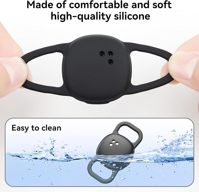 DDJ 2-Pack Cat Collar Case for Life360 Tile Sticker (Smallest Tracker)–NOT for Tile Mate/Pro–Silicone Protective Holder for Dog/Pet Collar, Ultra Durable, Easy Installation, Lightweight, Black