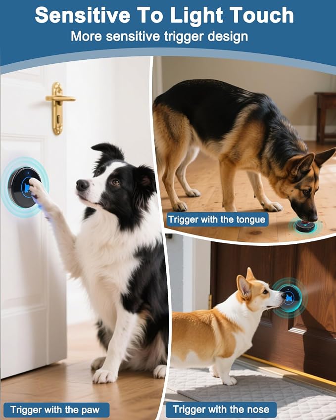 Dog Door Bell 2026 Enhanced Touch, Wireless Doggie Doorbell for Potty Training to Go Outside, IP65 Waterproof, 1000ft Range, 55 Melodies, 5 Modes & Adjustable Volume (4 Buttons)