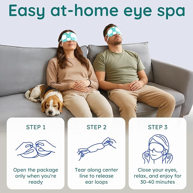 16 Pack Unscented Steam Eye Mask for Dryness, Puffiness, Strain & Relaxation, Heated Eye Mask for Sleep & Travel, Self-Heating & Disposable Warm Compress, Travel Essentials, Relaxation Gifts for Women