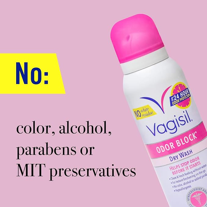 Vagisil Odor Block Multipack for Women, Daily Intimate wash, 20 Feminine Wipes, and Dry Wash Deodorant Spray - Gynecoligist Tested