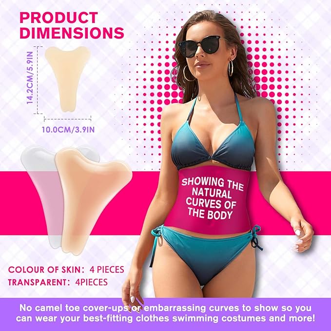 Pacify 8 Pack Silicone Clothing Liners - Reusable Y-Shape Seamless Concealer Pads for Women's Activewear & Swimwear
