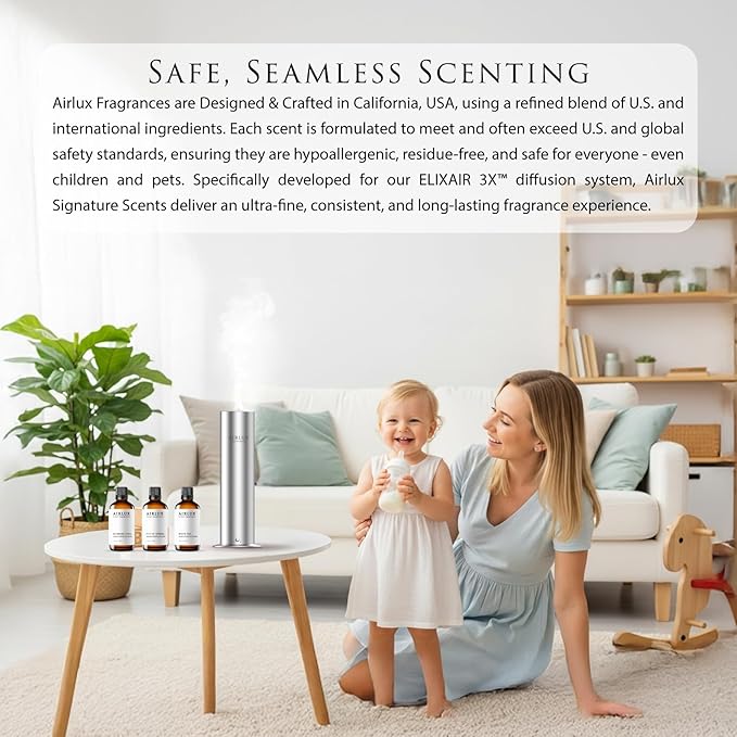 Lunar Smart Scent Diffuser for Home Large Room Oil Diffuser - Elixair 3X Technology Waterless Essential Oil Diffuser with 1100 Sq.Ft Coverage, Spill-Safe Design, Super Quiet 30dB