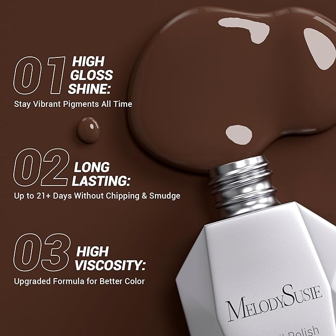 MelodySusie Thick Americano Brown Gel Nail Polish,0.5fl oz Nails Soak Off UV LED Caramel Coffee Brown Gel Polish Gift for Women Nail Art Manicure Salon DIY Nail Design Decoration at Home-534-A1205