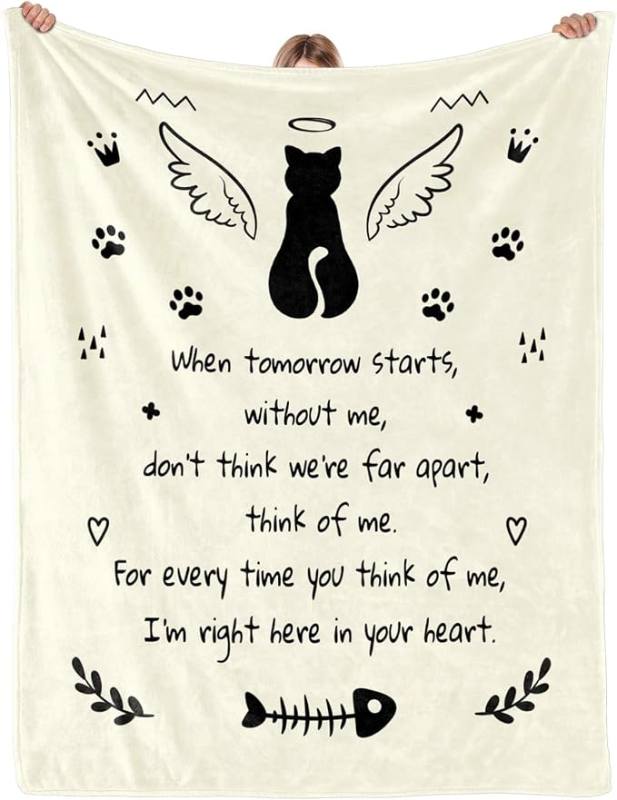 Memorial Sympathy Gifts for Loss of Cat, Cats Memorial Blanket 60" x 50" | Bereavement Gifts, in Memory of Cats Gifts, Loss of Cat Sympathy Gift, Cat Memorial Gifts