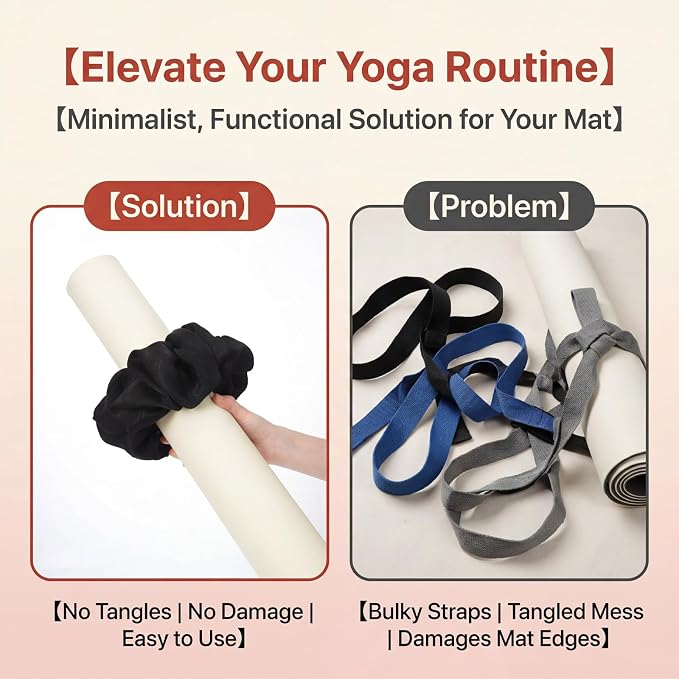 Yoga Mat Scrunchie Yoga Mat Strap Band Holds Your Yogas Mats in Style Stylish Holder Stretchable Velvet Fabric Fits All Standard Yogamats (mat not included)